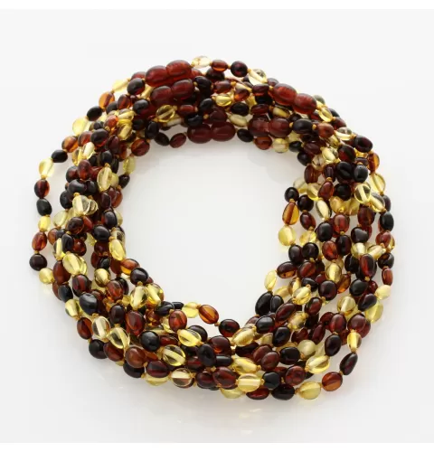 10 Multi BEANS Baby teething Baltic amber necklaces 33cm