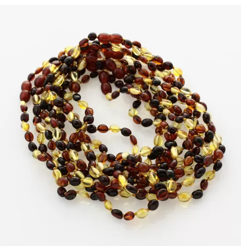 10 Multi BEANS Baby teething Baltic amber necklaces 33cm