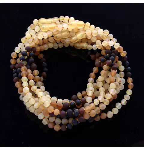 10 Raw Rainbow BAROQUE teething Baltic amber necklaces 32cm