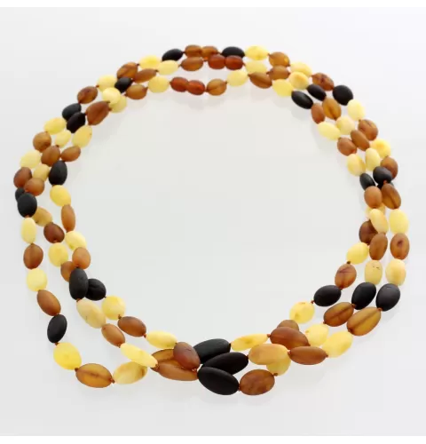 3 Raw Big Multi BEANS Baltic amber adult necklaces 55cm