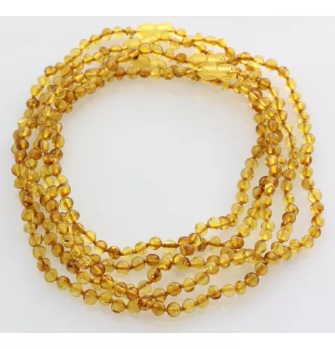 5 Honey BAROQUE Baltic amber teething necklaces 36cm