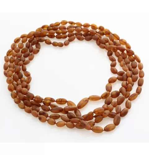 5 Raw Big Cognac BEANS Baltic amber adult necklaces 55cm