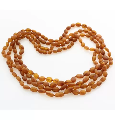 4 Raw Big Cognac BEANS Baltic amber adult necklaces 55cm