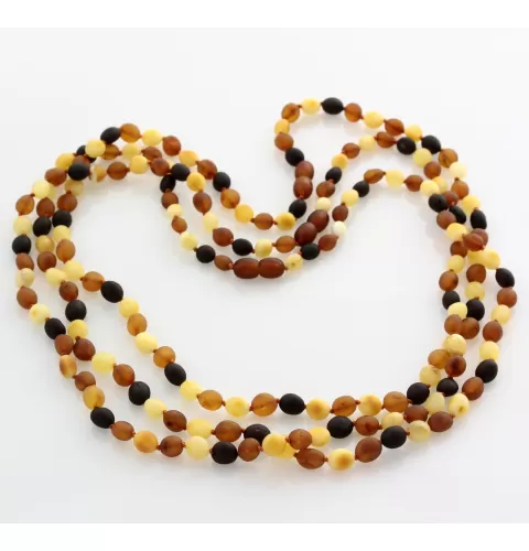 3 Raw Multi BEANS Baltic amber adult necklaces 55cm