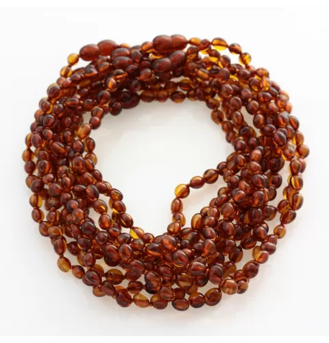 10 Cognac BEANS Baby teething Baltic amber necklaces 32cm
