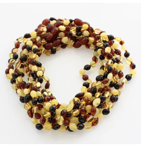 10 Multi BEANS Baby teething Baltic amber necklaces 32cm