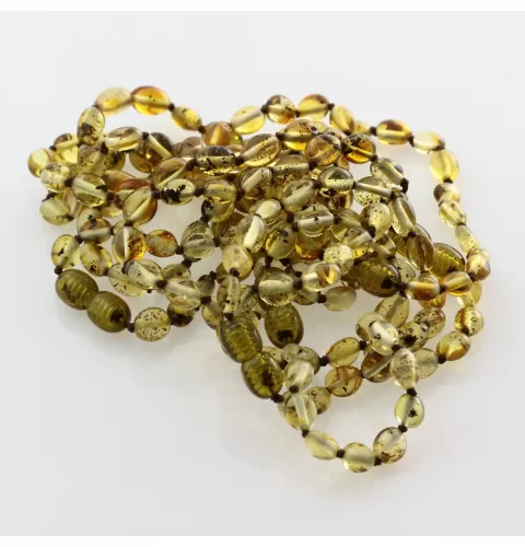 10 Green BEANS Baltic amber teething bracelets 14cm
