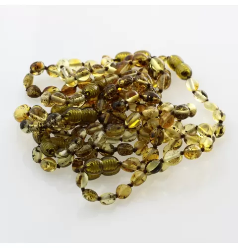 10 Green BEANS Baltic amber teething bracelets 14cm