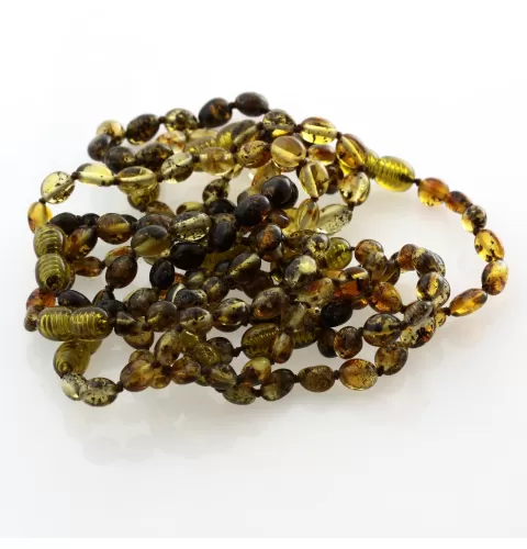10 Green BEANS Baltic amber teething bracelets 14cm