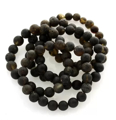 5 Raw Dark ROUND Baltic amber bracelets 19cm
