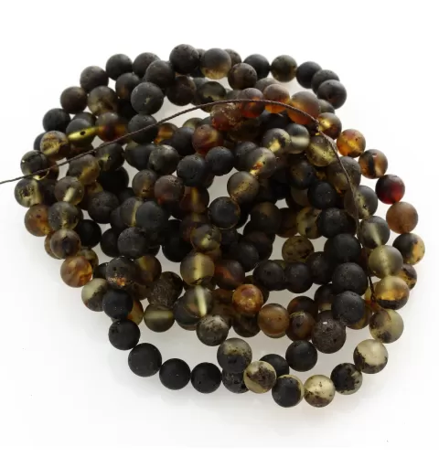 10 Raw Dark ROUND Baltic amber bracelets 19cm