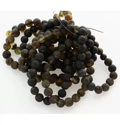 10 Raw Dark ROUND Baltic amber bracelets 19cm