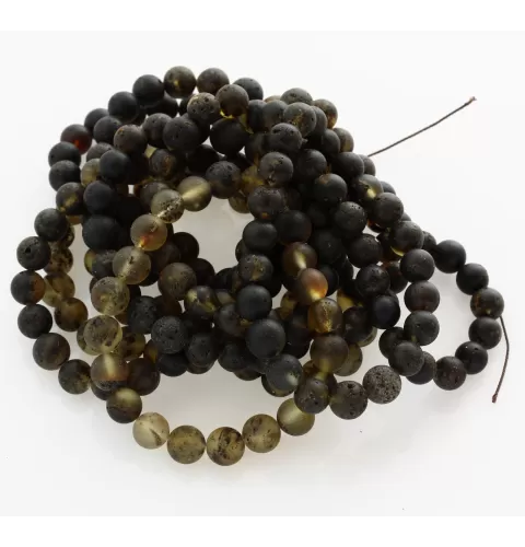 10 Raw Dark ROUND Baltic amber bracelets 19cm