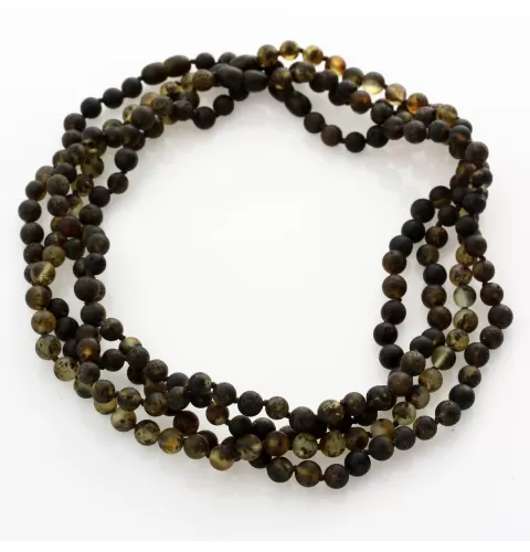 4 Raw Dark ROUND beads Baltic amber adult necklaces 46cm