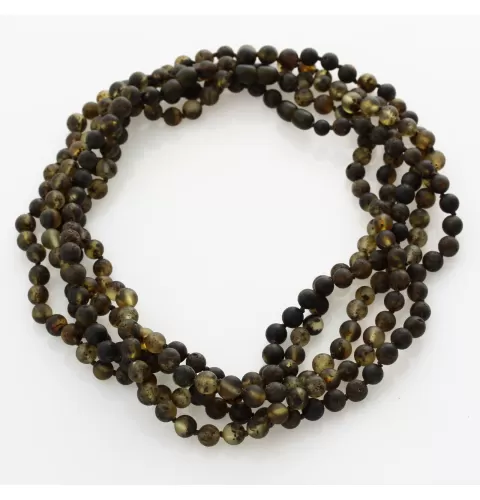 5 Raw Dark ROUND beads Baltic amber adult necklaces 46cm
