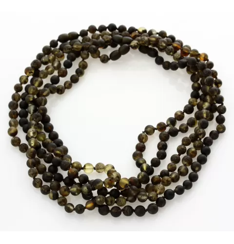 5 Raw Dark ROUND beads Baltic amber adult necklaces 46cm