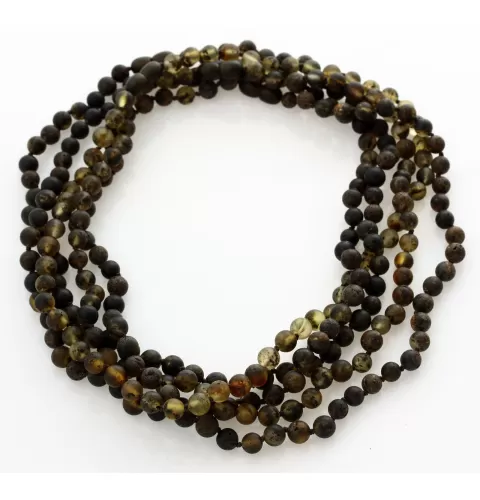 5 Raw Dark ROUND beads Baltic amber adult necklaces 46cm