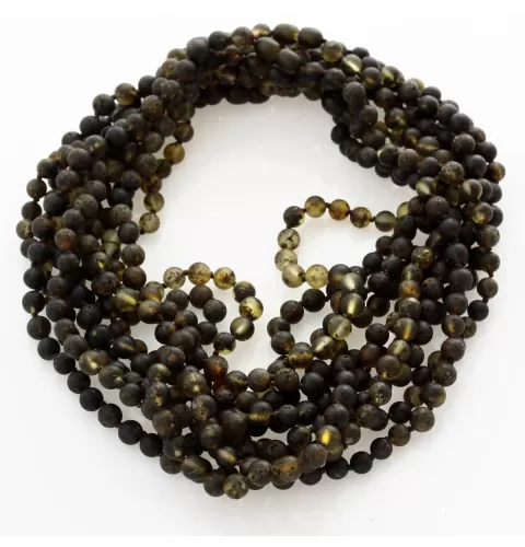 10 Raw Dark ROUND beads Baltic amber adult necklaces 46cm