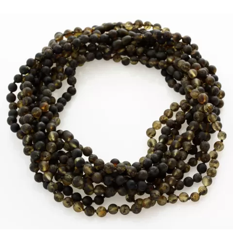 10 Raw Dark ROUND beads Baltic amber adult necklaces 46cm
