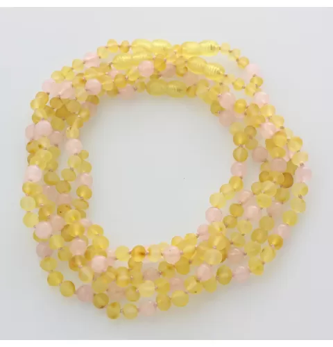 5 Raw Lemon Gems Baltic Amber teething necklaces 33cm
