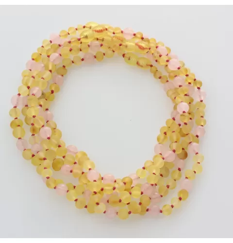 5 Raw Lemon Gems Baltic Amber teething necklaces 33cm