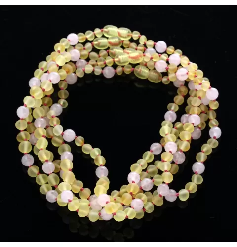 5 Raw Lemon Gems Baltic Amber teething necklaces 33cm