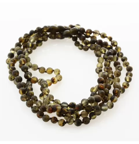 5 Raw Dark ROUND Baltic amber teething necklaces 33cm