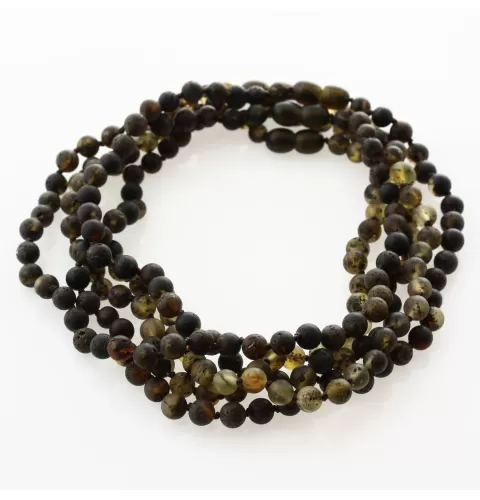 5 Raw Dark ROUND Baltic amber teething necklaces 33cm