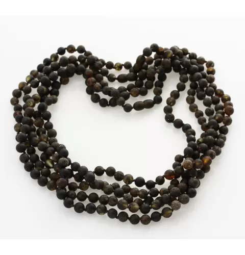 5 Raw Dark ROUND beads Baltic amber adult necklaces 50cm