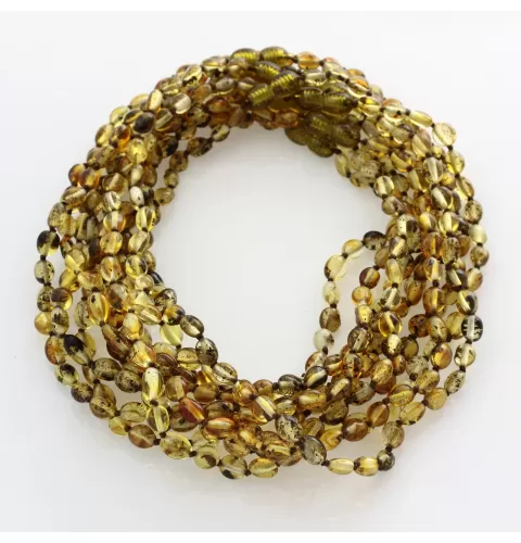 10 Green BEANS Baby teething Baltic amber necklaces 33cm