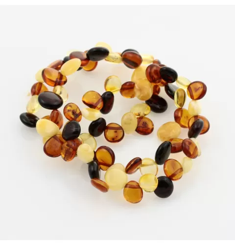 3 Multi Leaf Baltic amber Choker Leaves stretch Bracelets 18cm