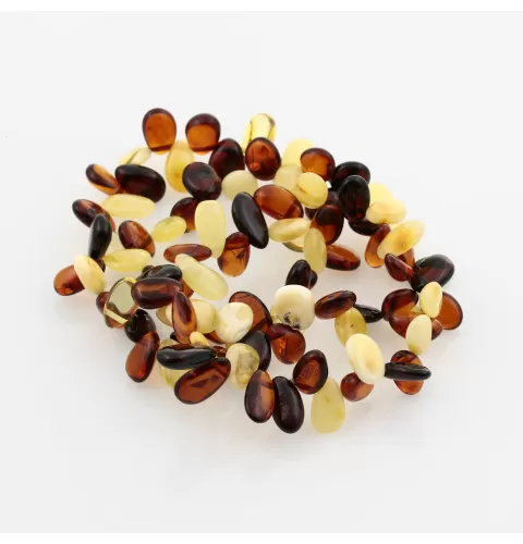 3 Multi Leaf Baltic amber Choker Leaves stretch Bracelets 18cm