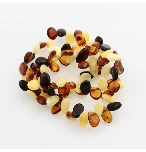 3 Multi Leaf Baltic amber Choker Leaves stretch Bracelets 18cm