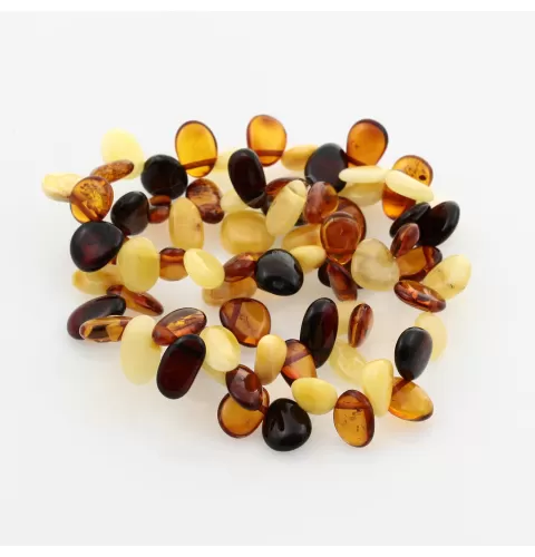 3 Multi Leaf Baltic amber Choker Leaves stretch Bracelets 18cm