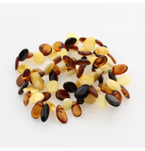3 Multi Leaf Baltic amber Choker Leaves stretch Bracelets 18cm