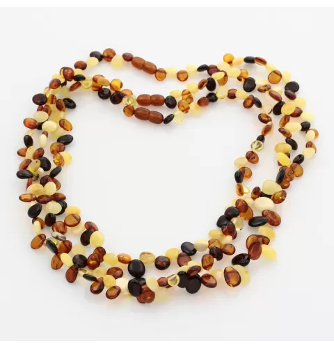3 Multi Leaf Baltic amber Choker Leaves Necklace 46cm
