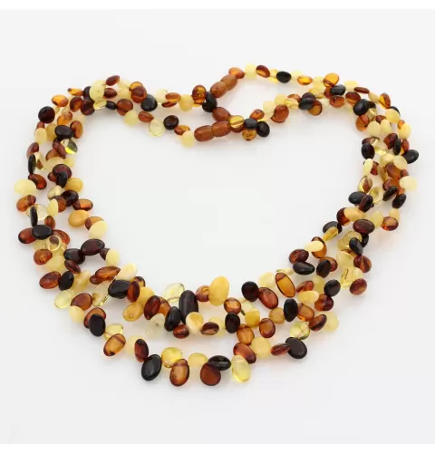 3 Multi Leaf Baltic amber Choker Leaves Necklace 46cm