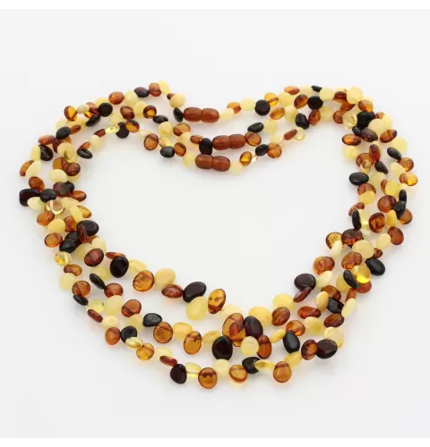 3 Multi Leaf Baltic amber Choker Leaves Necklace 46cm