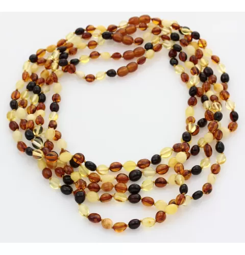 5 Muti BEANS Baltic amber adult necklaces 48cm