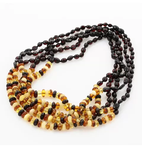 5 Composition Button beads Baltic amber necklace 48cm
