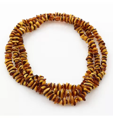 3 Multi CHIPS Baltic amber necklaces 47cm