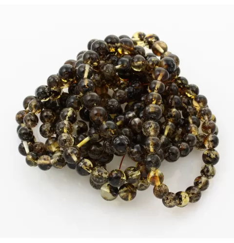 10 Dark ROUND Baltic amber bracelets 21cm