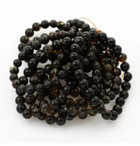 10 Dark ROUND Baltic amber bracelets 21cm