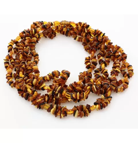 4 Multi line CHIPS Baltic amber necklaces 51cm