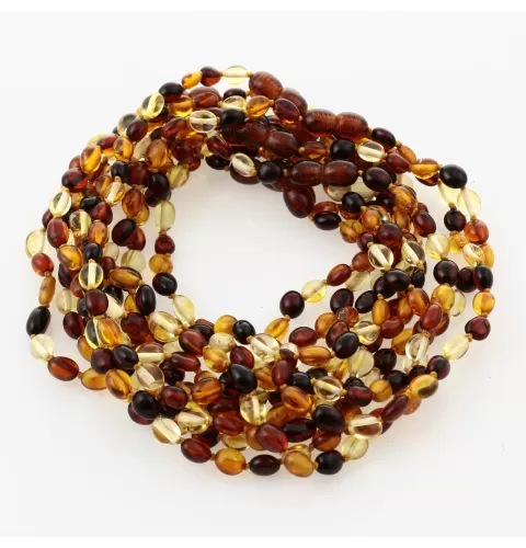 10 Multi BEANS Baby teething Baltic amber necklaces 28cm