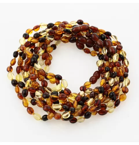 10 Multi BEANS Baby teething Baltic amber necklaces 28cm