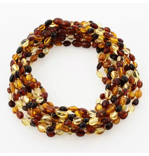 10 Multi BEANS Baby teething Baltic amber necklaces 33cm