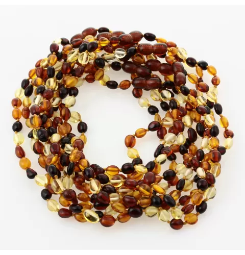 10 Multi BEANS Baby teething Baltic amber necklaces 33cm
