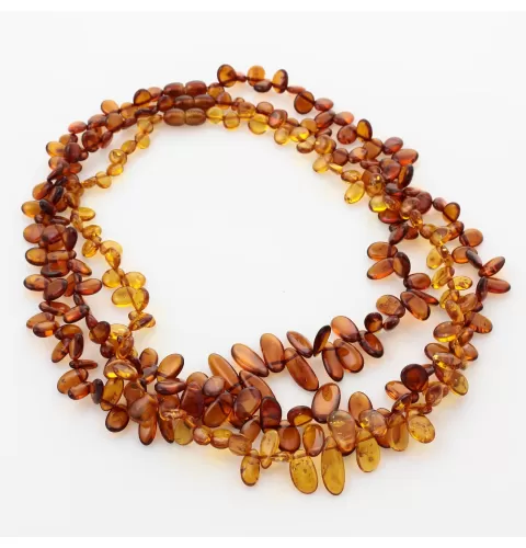 3 Cognac Leaf Baltic amber Choker Leaves Necklace 48cm