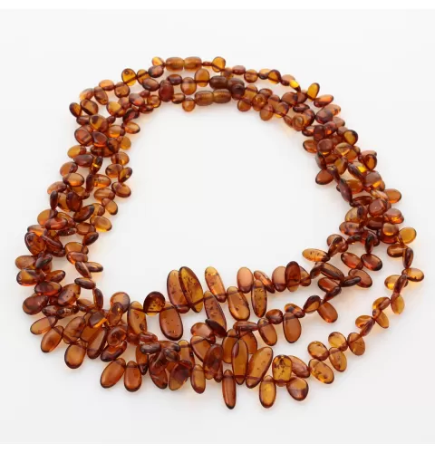 3 Cognac Leaf Baltic amber Choker Leaves Necklace 48cm